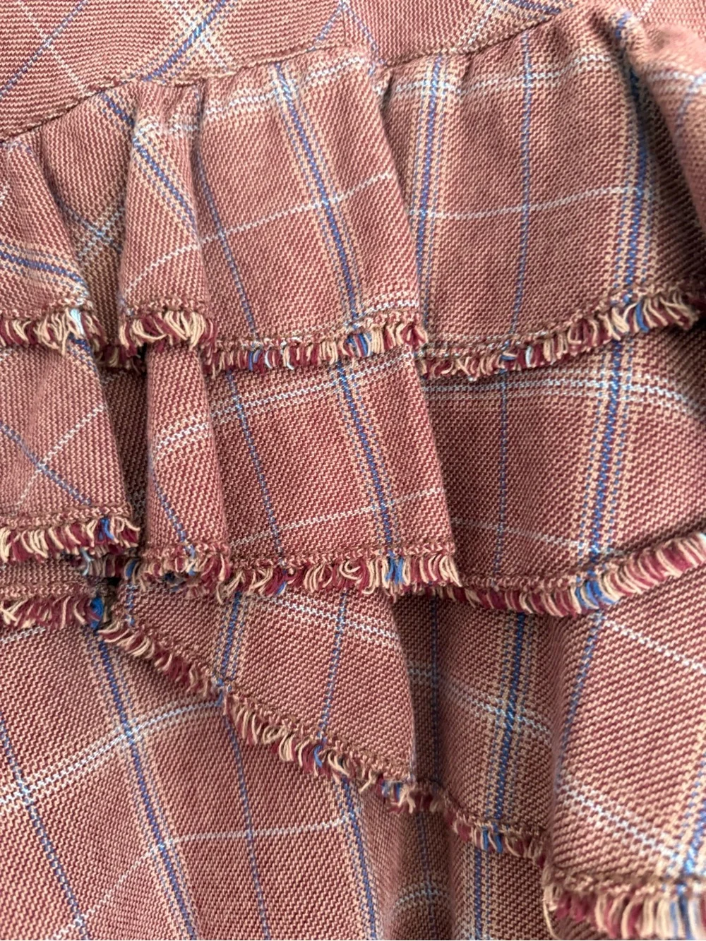 Free People Mauve Plaid Ruffle Hem Midi Skirt - Picture 5 of 10